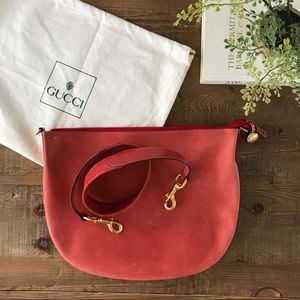 Vintage Gucci Bag, Italian Leather, Red & Gold